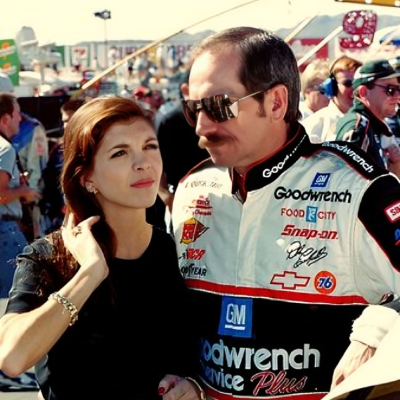 Teresa Earnhardt with her husband Dale Earnhardt after finishing his race.